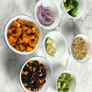 Roasted sweet potato and black bean bowl