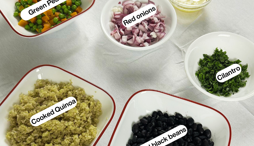 Quinoa,Black bean and Green Pear salad ingredients