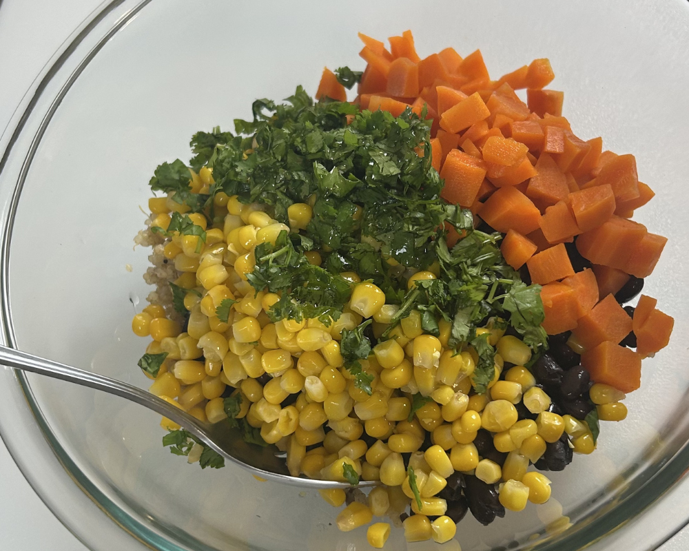 Quino,and black bean salad mixture