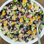 Quinoa,Black Bean and Green Bean salad in a bowl