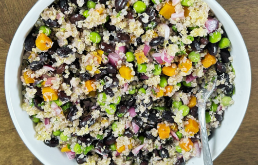 Quinoa,Black Bean and Green Bean salad in a bowl