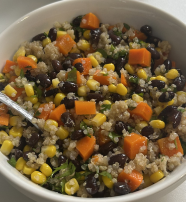 Healthy gluten -free quinoa and black bean salad mixture