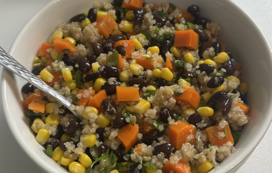 Healthy gluten -free quinoa and black bean salad mixture