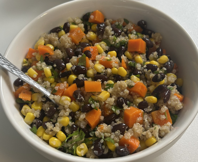 Healthy gluten -free quinoa and black bean salad mixture
