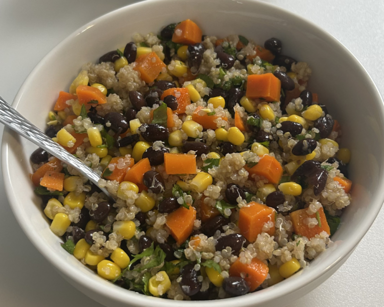 Healthy gluten -free quinoa and black bean salad mixture