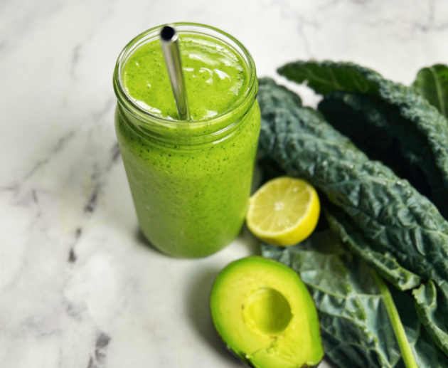 Healthy kale and avocado smoothie