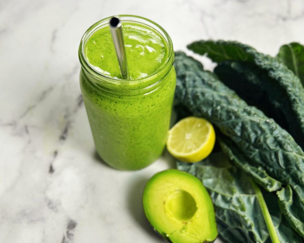 Healthy kale and avocado smoothie