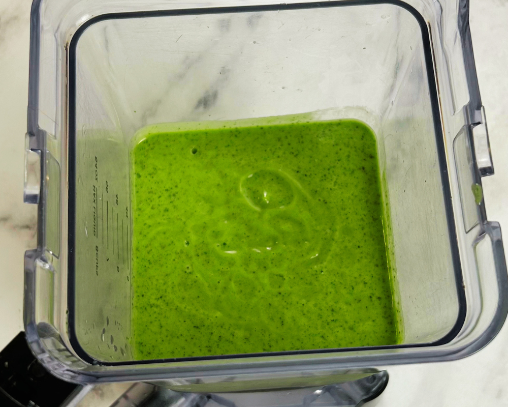 Healthy kale and avocado smoothie blended