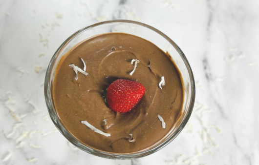 Healthy carob mousse served in a bowl