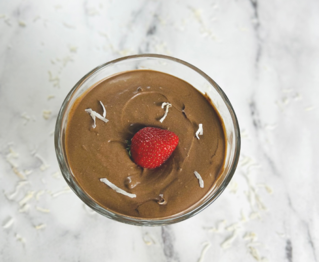Healthy carob mousse served in a bowl