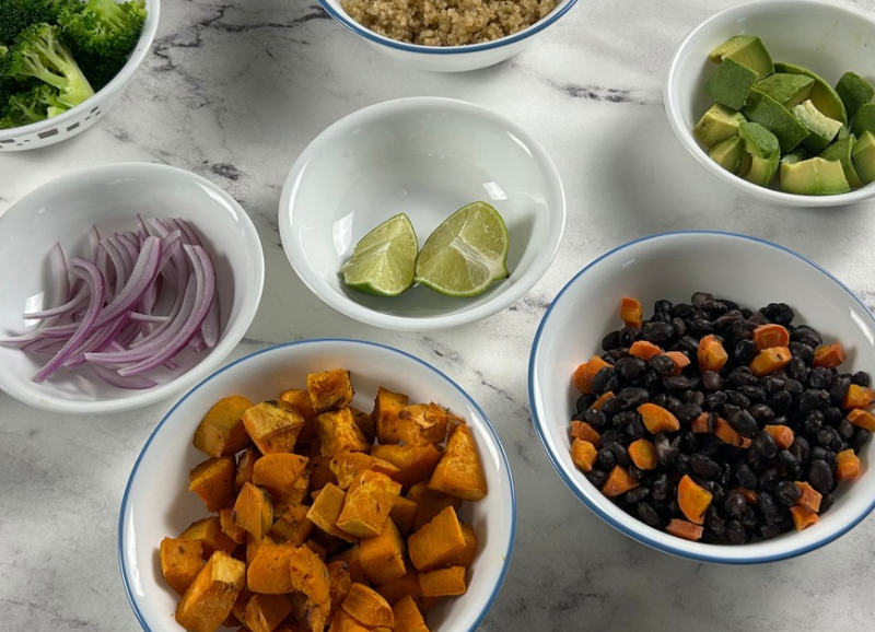 sweet potatoes and black bean bowl