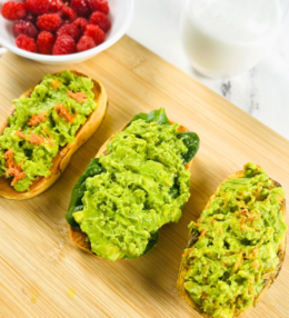 Oil-free sweet potato and avocado toast for breakfast